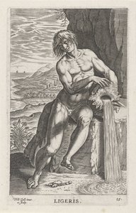 Riviergod Ligeris Ligeris Rivier- en zeegoden Semideorum Marinorum amnicorumque sigillariae imagines perelegantes (serie) door Philips Galle