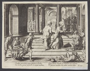 St. Petrus geneest de lamme bij de mooie poort door Philips Galle