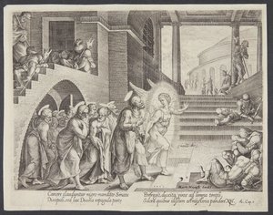De Engel die de Apostelen uit de Gevangenis Bevrijdt door Philips Galle