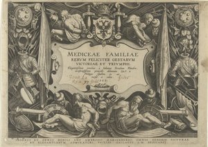 Titelprent van de serie Mediceae Familiae door Philips Galle