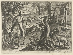 Wolvenjacht met vallen (Jachttaferelen) door Philips Galle