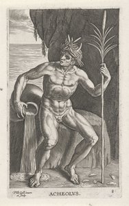 Zeegod Achelous door Philips Galle