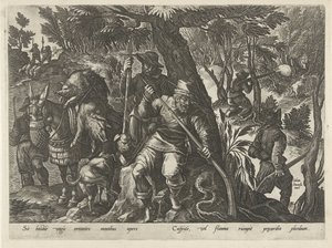 Zwijnenjacht met geweren door Philips Galle