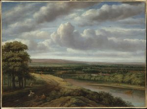 Uitgestrekt boslandschap door Philips Koninck