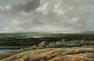 Panoramisch landschap met een stad op de achtergrond door Philips Koninck