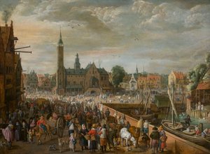 Uitzicht op de Grote Markt in Lier, begin 17e eeuw door Philips de Momper the Elder