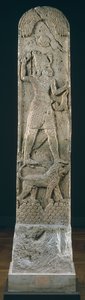 Votief stèle met een god staande op een leeuw, uit Amrith, c.550 v.Chr.