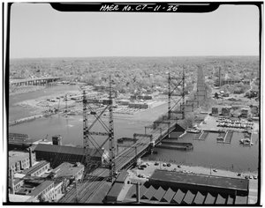 Norwalk River Bridge, Norwalk, Connecticut (zwart-wit foto) door Photographer American