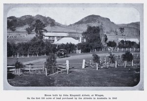 Huis gebouwd door John Kingsmill Abbott, in Wingen, op de eerste 330 acres land gekocht door de Abbotts in Australië in 1843