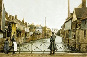Rivier de Somme en de brug van Talence, Abbeville, Frankrijk