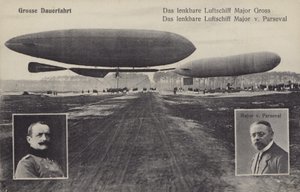 Luchtschepen van Hans Georg Friedrich Gross en August von Parseval door Photographer German