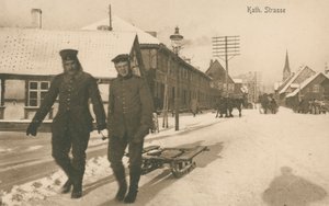 Duitse bezetting van Jelgava in Letland tijdens de Eerste Wereldoorlog (zw/w foto) door Photographer German