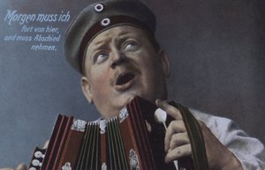 Duitse soldaat die accordeon speelt