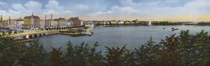 Hamburg: Panorama van de oude en nieuwe Jungfernstieg door Photographer German
