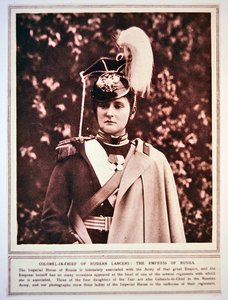 De keizerin van Rusland in het uniform van de kolonel-in-chief van de Russische lansiers