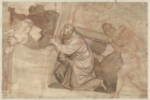 Christus valt onder het kruis door Pier Francesco Morazzone (circle of)