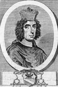 Portret van Giambattista Rubini (1642-1707), Italiaanse kardinaal en bisschop, gravure door Blaise Nicolas Le Sueur
