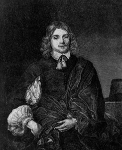 Portret van Lucius Cary, 2e burggraaf Falkland (circa 1610-1643), Engelse auteur, politicus en soldaat die staatssecretaris was van 1642 tot 1643, gravure