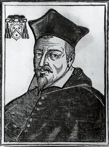 Portret van Pierre de Berulle (1575-1629), Franse katholieke theoloog en kardinaal, prent door Blaise Nicolas Le Sueur