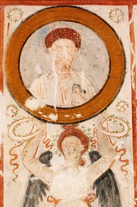 Syrië, Palmyra, Vallei der graven, Hypogeum fresco in het graf van drie broers