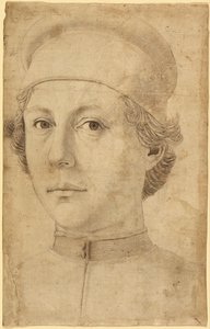 Portret van een jonge man, hoofd en schouders, met een pet door Piero del Pollaiolo