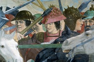 Detail uit De Legende van het Ware Kruis toont Slag van Heraclius I van Byzantium tegen Chosroes II door Piero della Francesca