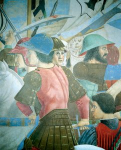 (Detail) uit de Legende van het Ware Kruis toont slag van Heraclius I van Byzantium tegen Chosroes II, door Piero della Francesca door Piero della Francesca