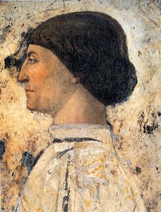 Sigismondo Pandolfo Malatesta (detail) van fresco in Tempio Malatestiano, Rimini, 1451