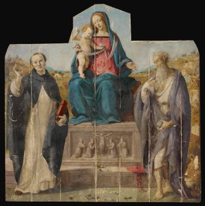 Maagd en Kind met Heiligen Vincent Ferrer en Jerome door Piero di Cosimo