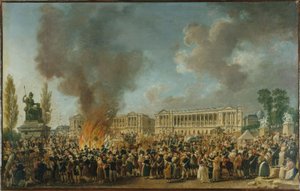 Het feest van de Eenheid en de Vereniging, op het Place de la Révolution, circa 1793