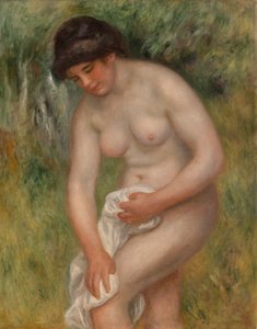 Baadster die zichzelf droogt door Pierre-Auguste Renoir