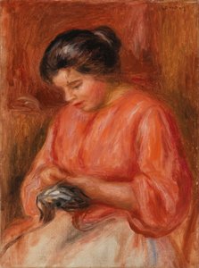 Meisje aan het stoppen door Pierre-Auguste Renoir