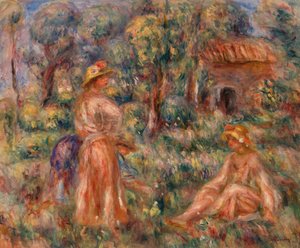 Meisjes in een Landschap door Pierre-Auguste Renoir