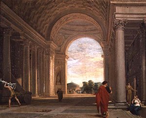 Het interieur van een kerk in Rome door Pierre Lemaire