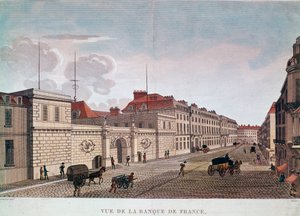 De Bank van Frankrijk vanaf Rue Croix-Petits-Champs in Parijs (gravure)