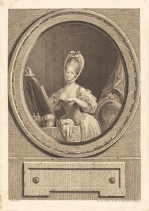 Haar taille is betoverend door Pierre Adrien Le Beau after Pierre Antoine Baudouin