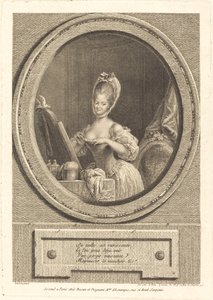 Haar taille is betoverend door Pierre Adrien Le Beau after Pierre Antoine Baudouin