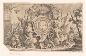 Allegorische voorstelling met het wapenschild van de Franse kroon door Pierre Alexandre Aveline