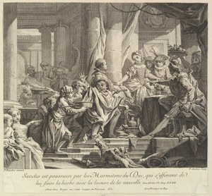 Sancho achtervolgd door de keukenjongens van de hertog, 18e eeuw door Pierre Alexandre Aveline