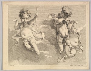 Drie liefdes, waarvan één een pijl vasthoudt, uit Premier door Pierre Alexandre Aveline