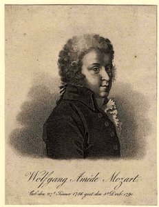 Portret van de componist Wolfgang Amadeus Mozart 1756-1791, na 1824