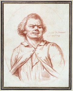 Franse Revolutie: portret van Georges Jacques Danton (1759-1794) op weg naar de guillotine. Tekening in sanguine toegeschreven aan Pierre Wille (1748-1821)