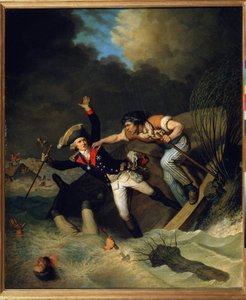 De dood van Leopold van Brunswijk tijdens een overstroming in Brunswijk in 1785