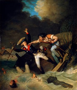 De dood van hertog Leopold van Brunswick tijdens een overstroming in Brunswick, Duitsland (1785)