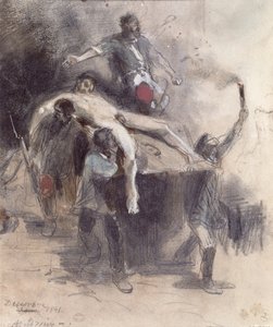 Mannen die een lijk wegdragen, 23 februari 1848 door Pierre Andrieu