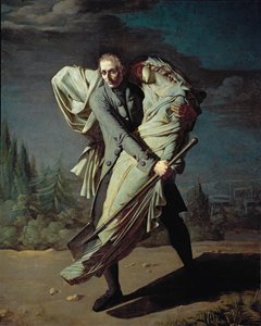 Jong en zijn dochter ... (olieverf op doek) door Pierre Antoine Augustin Vafflard