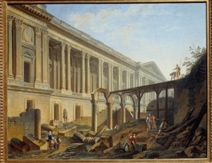Ontsluiting van de Louvre Colonnade Werken uitgevoerd door Jacques Germain Soufflot door Pierre Antoine Demachy