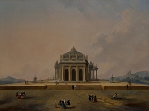 Fantastische architecturale studies met figuren door Pierre Antoine Demachy