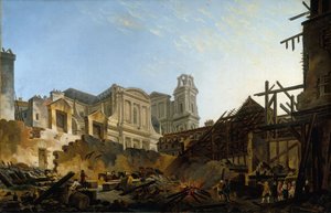 De Foire Saint-Germain na de brand van de nacht van 16 op 17 maart 1762, ca. 1762 door Pierre Antoine Demachy
