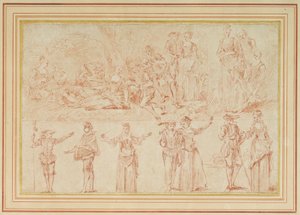 Twee fêtes galantes en studies van enkele figuren en paren